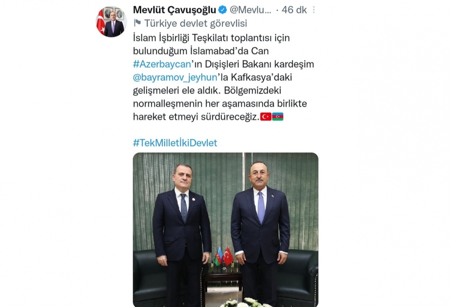 Mövlud Çavuşoğlu: Bölgəmizdə normallaşmanın hər mərhələsində birlikdə hərəkət edəcəyik