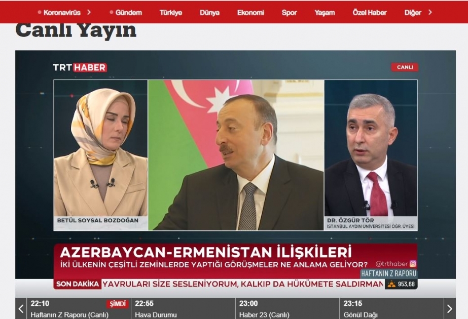 “TRT Haber” telekanalı postmünaqişə dövründə Cənubi Qafqazda vəziyyətə dair xüsusi veriliş yayımlayıb
