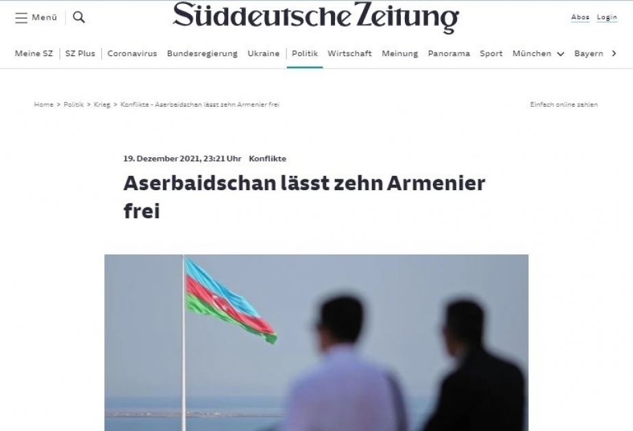 German newspaper publishes article on Azerbaijan’s handing over to Armenia ten servicemen