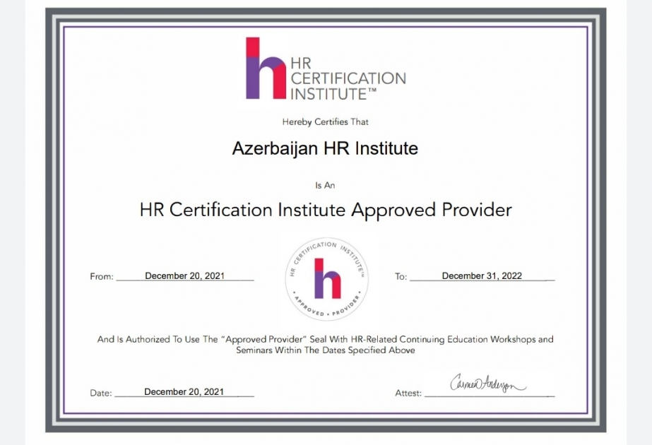 Azərbaycan HR İnstitutunun “Milli sertifikasiya və tədris proqramları” layihəsi beynəlxalq akkreditasiyadan keçib