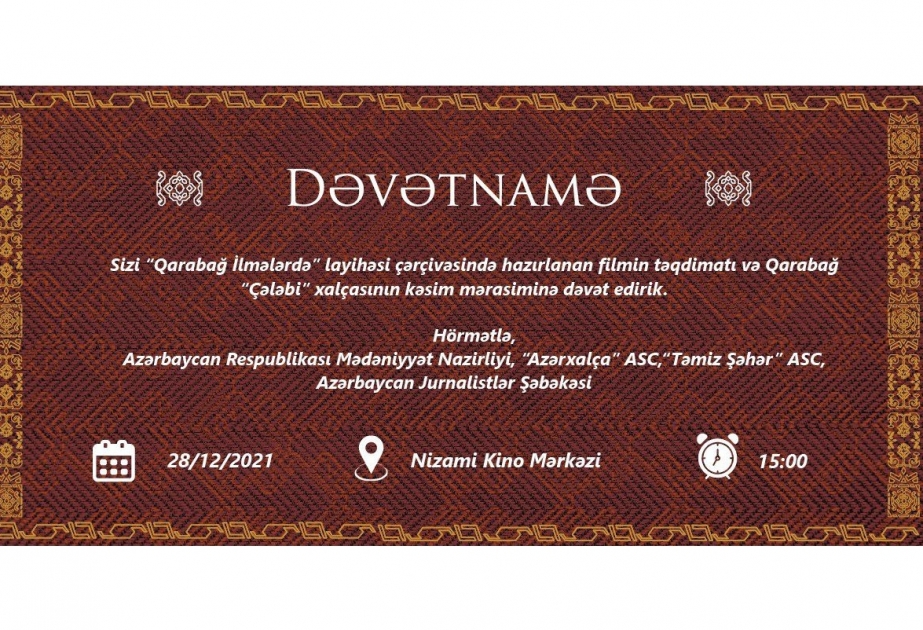 “Qarabağ ilmələrdə” sənədli filminin təqdimat mərasimi olacaq