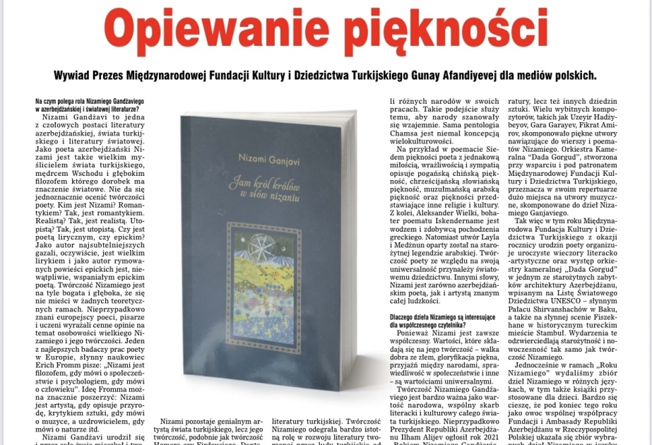 Polish press publishes interview with president of International Turkic Culture and Heritage Foundation
