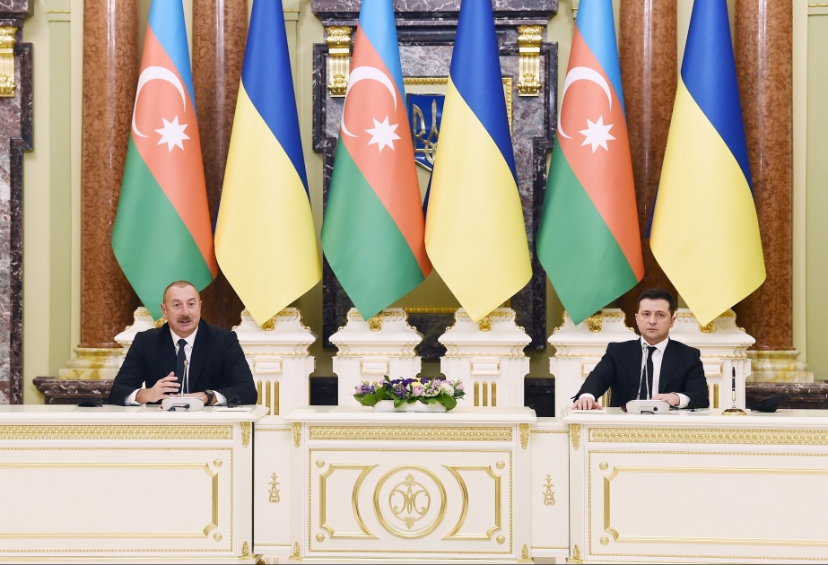 Prezident İlham Əliyev: Azərbaycan və Ukrayna arasında ticarət dövriyyəsi yaxın gələcəkdə 1 milyard dollara çatacaq