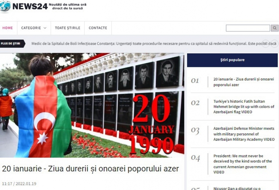 Rumıniya, Yunanıstan və Xorvatiya KİV-i 20 Yanvar faciəsi ilə bağlı məqalələr yayıb