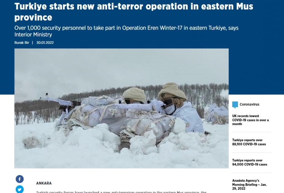 Turkiye starts new anti-terror operation in eastern Mus province