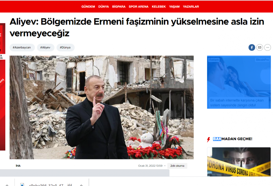 Türkiyə mediası Prezident İlham Əliyevin AZƏRTAC-a müsahibəsini geniş işıqlandırıb