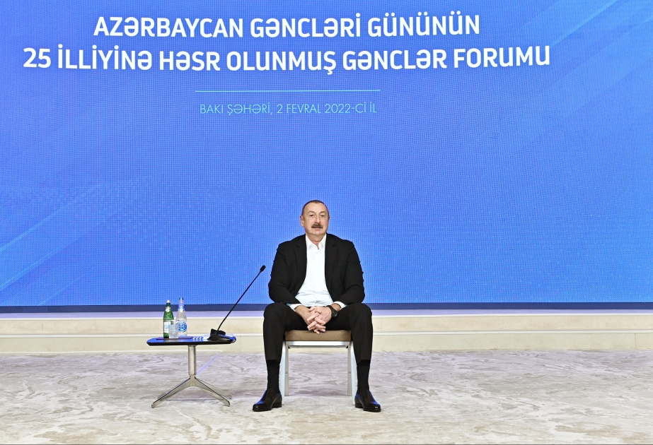 President Ilham Aliyev attended Youth Forum on 25th anniversary of Day of Azerbaijani YouthVIDEO