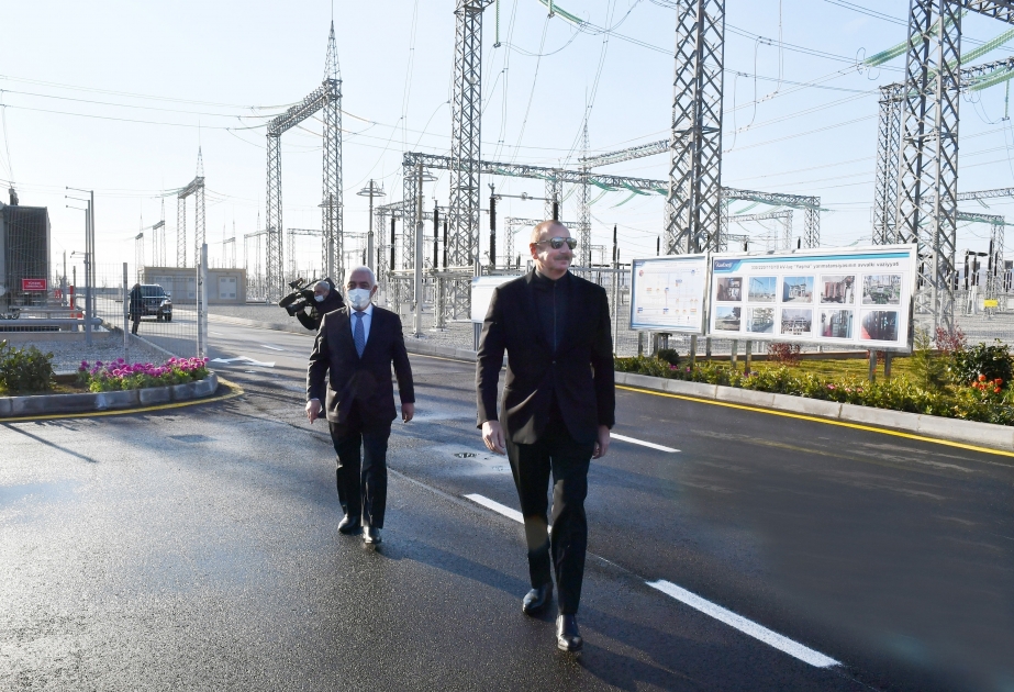 Präsident Ilham Aliyev weiht Umspannwerk “Yaschma” ein VIDEO