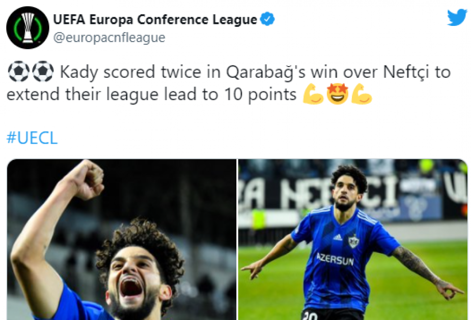 UEFA Konfrans Liqasının rəsmi tviter hesabında “Qarabağ” klubu ilə bağlı paylaşım edilib