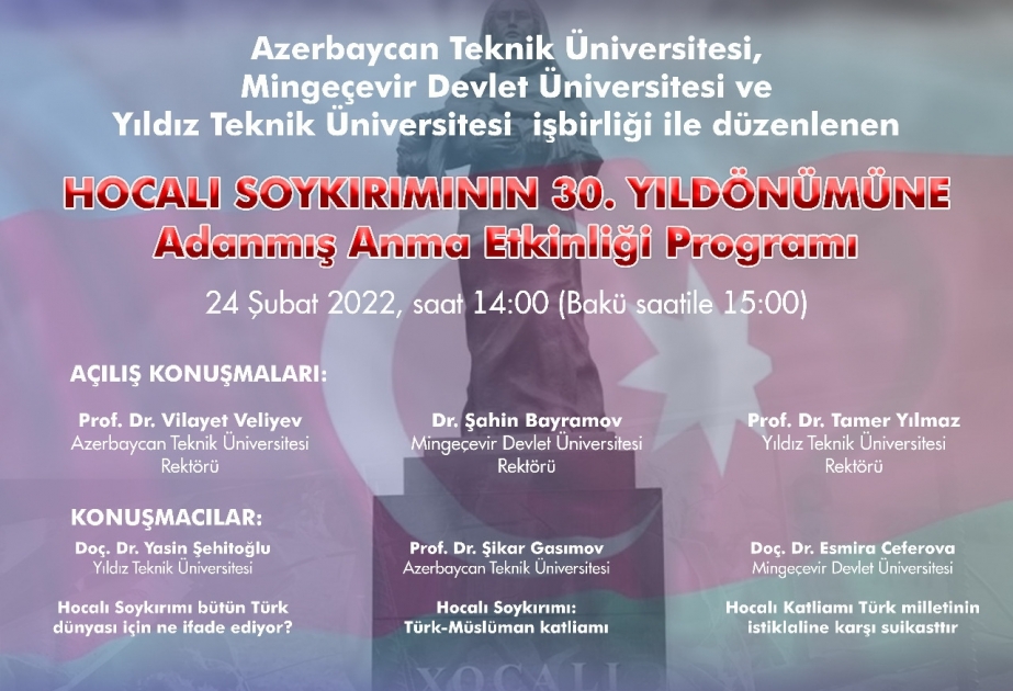 MDU, AzTU və Yıldız Teknik Universitetinin birgə təşkilatçılığı ilə Xocalı soyqırımına həsr olunan anım tədbiri keçirilib