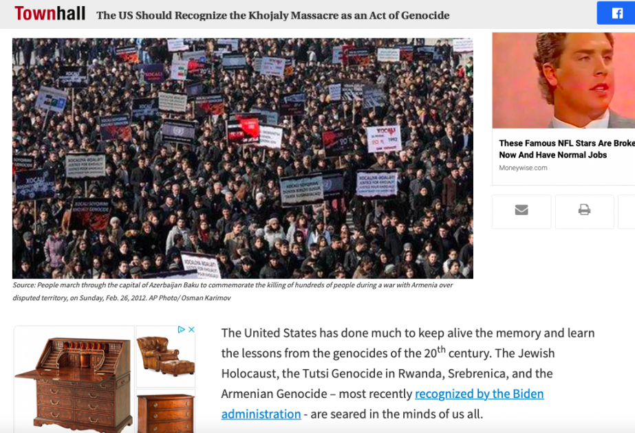 Американское издание Townhall: США должны признать Ходжалинскую резню актом геноцида