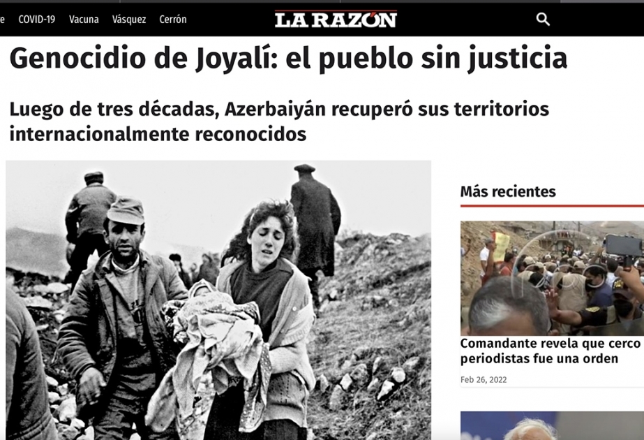 Peru mətbuatında Xocalı soyqırımı ətraflı şərh edilib