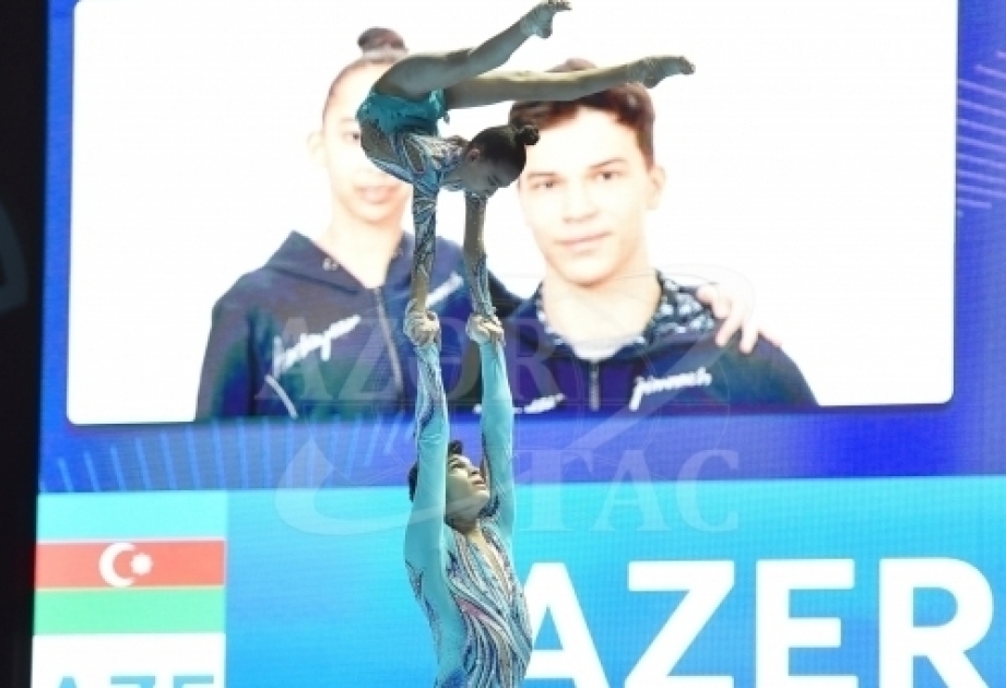 Los atletas azerbaiyanos llegan a la final de la 12ª Competición Mundial de Gimnasia Acrobática de la FIG en Bakú