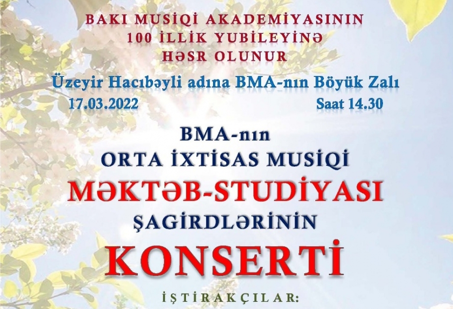 Bakı Musiqi Akademiyasında Novruz bayramı ərəfəsində konsert proqramı təqdim ediləcək