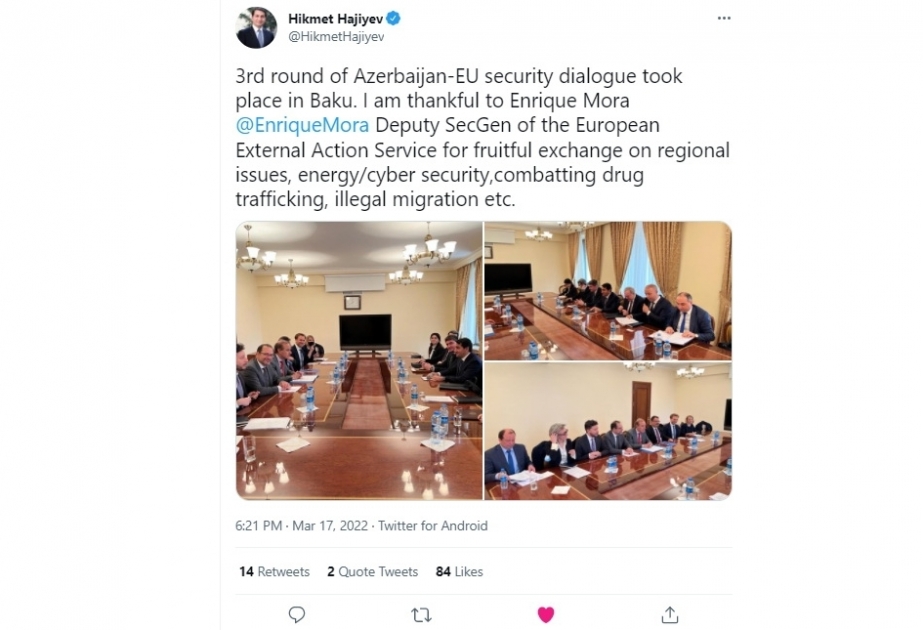 Baku hosts 3rd round of Azerbaijan-EU security dialogue
