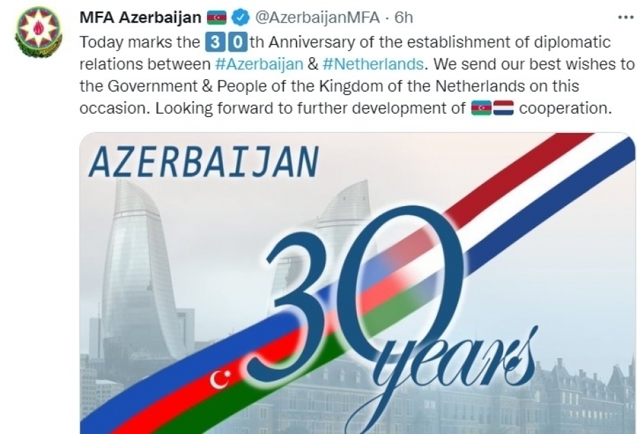 Le 30e anniversaire de l’établissement des relations diplomatiques entre l’Azerbaïdjan et les Pays-Bas