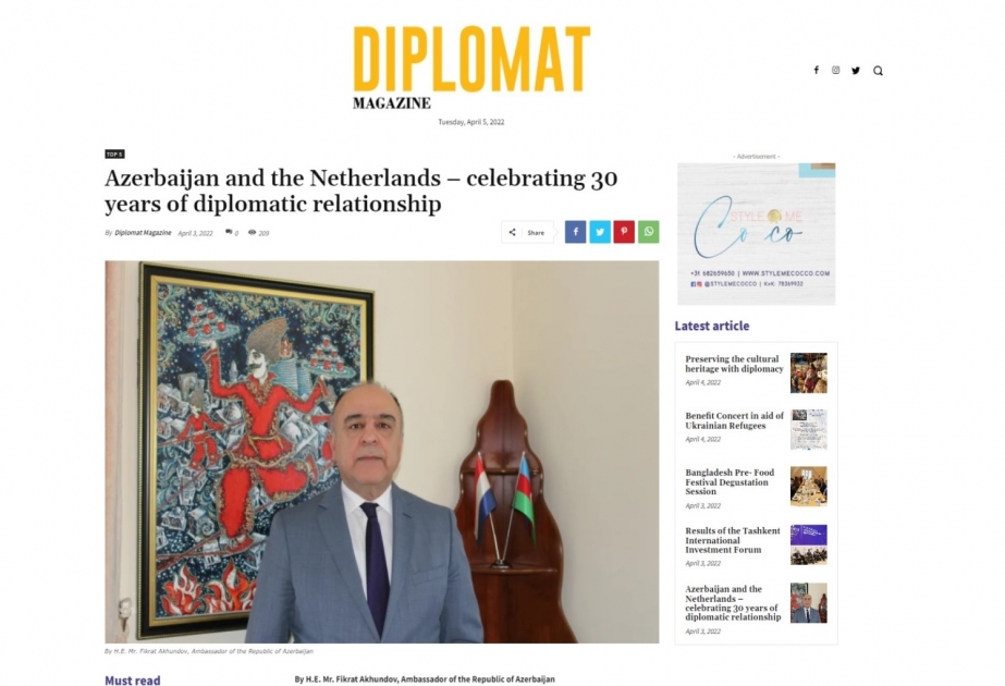 Fikrət Axundov: Azərbaycanla Niderland arasında münasibətlər müsbət istiqamətdə inkişaf edir
