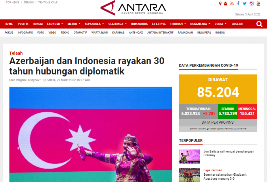 ANTARA agency posts article on 30th anniversary of Azerbaijan-Indonesia diplomatic relations