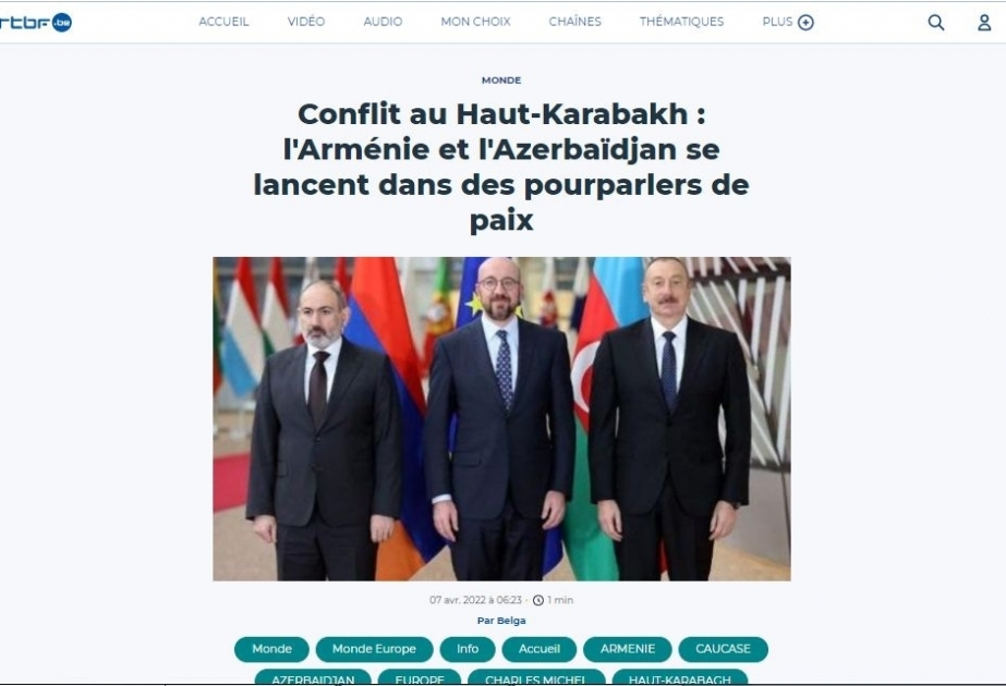 Belçikanın RTBF nəşri Brüsseldə keçirilmiş üçtərəfli görüşü işıqlandırıb