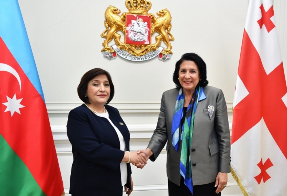 Milli Məclisin sədri Sahibə Qafarova Gürcüstan Prezidenti Salome Zurabişvili ilə görüşüb