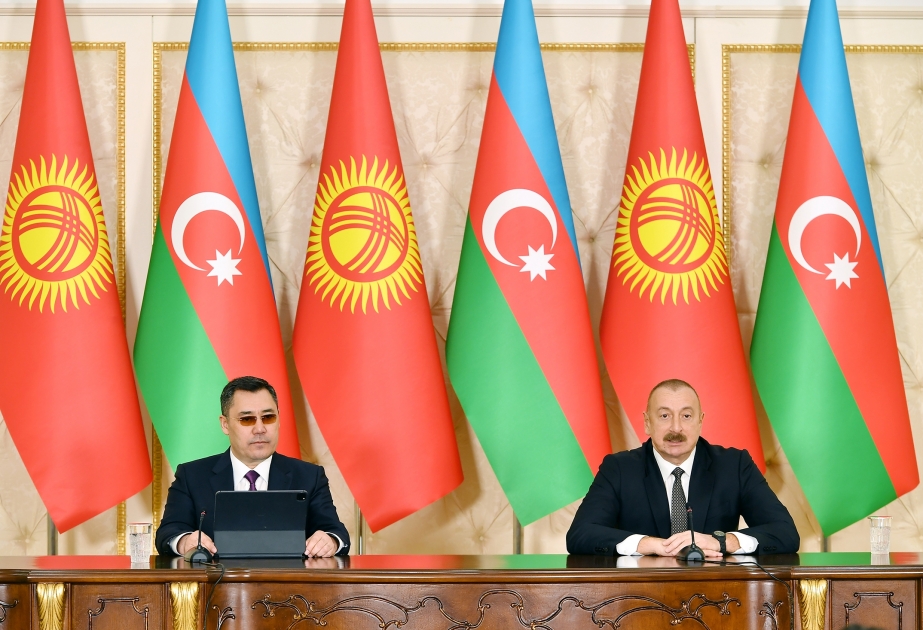 Azerbaijani, Kyrgyz presidents made press statements VIDEO