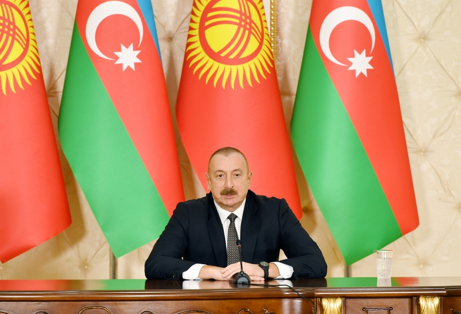 Prezident İlham Əliyev: Dost, qardaş dövlətlər olan Azərbaycan və Qırğızıstan arasında münasibətlər keyfiyyətcə yeni səviyyəyə çatıb
