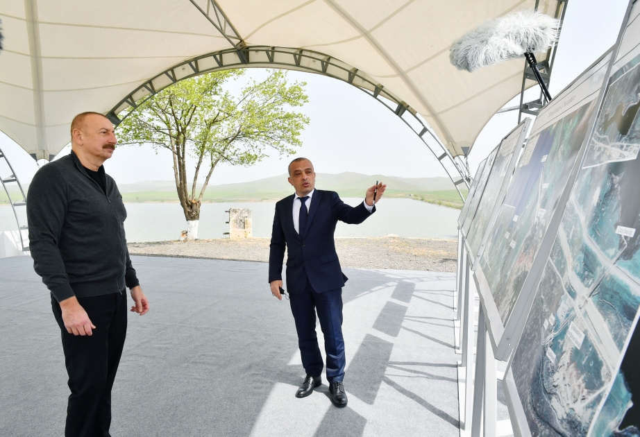 President Ilham Aliyev viewed restoration work to be carried out at Kondalanchay reservoirs and construction of Ahmadbayli-Fuzuli-Shusha highway and tunnels on the road, major overhaul of administrative building and construction of conference hall in Shusha VIDEO
