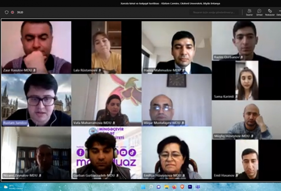 Oksford Universitetində fəaliyyət göstərən azərbaycanlı gənc Mingəçevir Dövlət Universitetində seminar keçirib