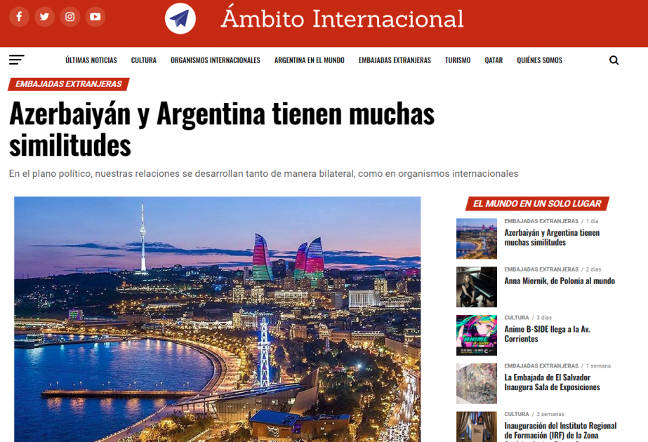 Ámbito Internacional: “Azerbaiyán y Argentina tienen muchas similitudes”
