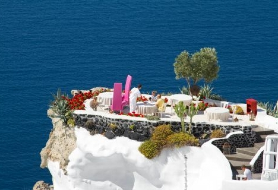 Oia – a scenic village in Greek island of Santorini in Aegean Sea