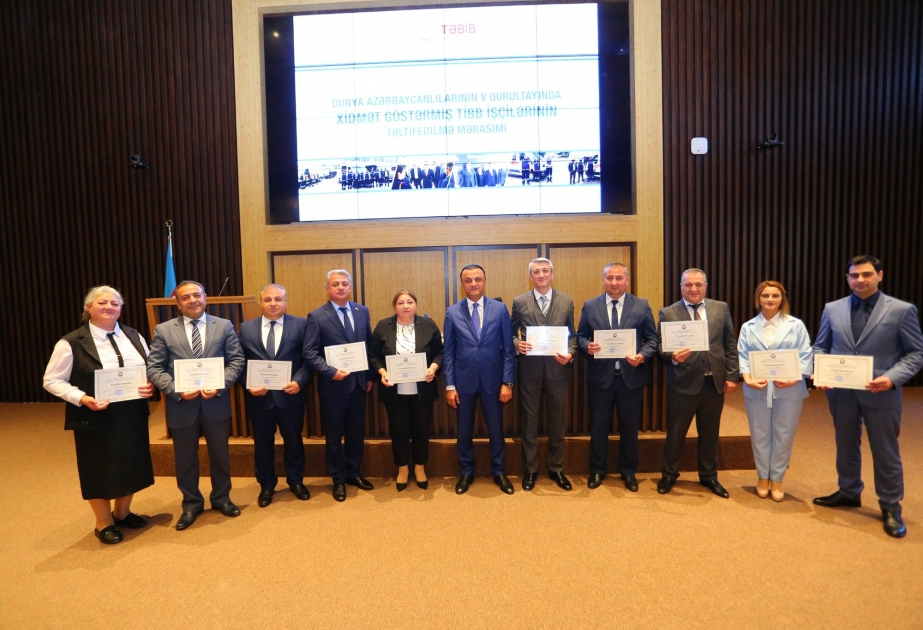 TƏBİB tərəfindən Dünya Azərbaycanlılarının V Qurultayında xidmət göstərən tibb işçiləri təltif edilib