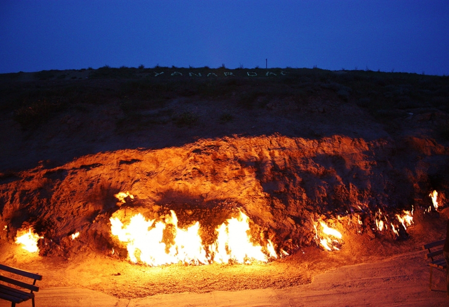 Yanardagh – flaming mountain, one of most famous and popular tourist destinations in Azerbaijan