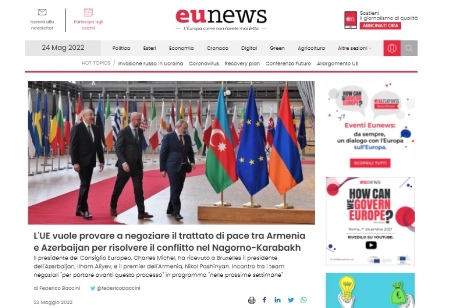 İtaliya saytları Prezident İlham Əliyevin Brüssel səfərindən yazıb