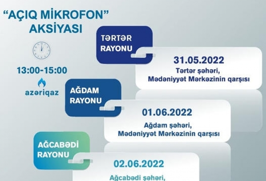 Daha dörd rayonda “Azəriqaz”ın “Açıq mikrofon”u qurulacaq