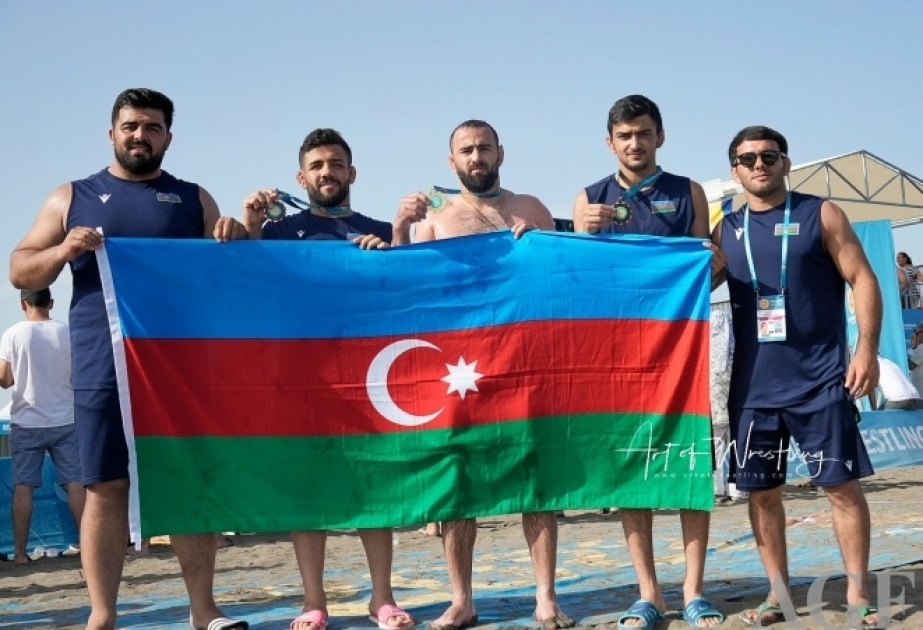 Azerbaijani wrestlers win three medals in first stage of Beach Wrestling World Series