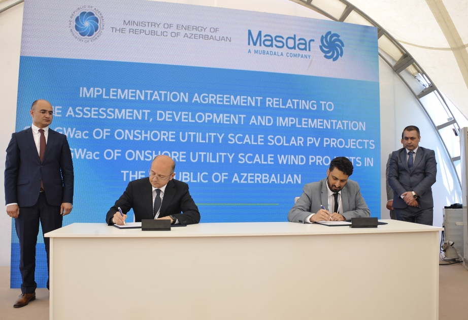 Azerbaijan’s Energy Ministry, UAE`s Masdar sign Implementation Agreements on 4 GW onshore and offshore wind and solar power projects