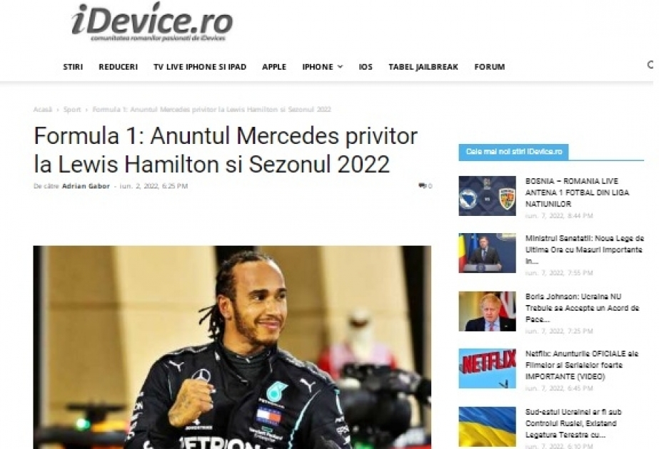 Rumıniya mətbuatında Formula 1 Qran-Prisi barədə məlumatlar yayımlanıb