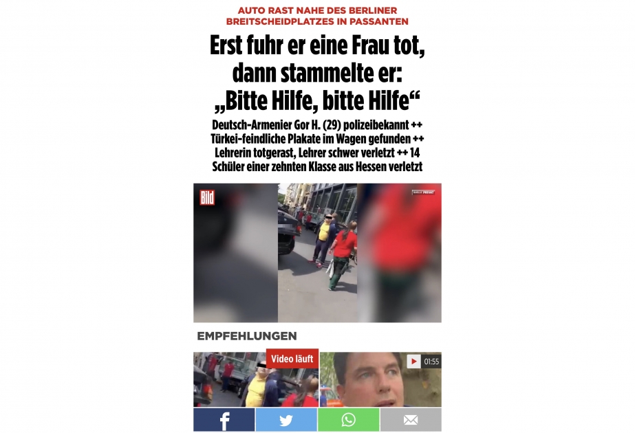 Bild о вчерашнем инциденте в Берлине: Это хладнокровный убийца