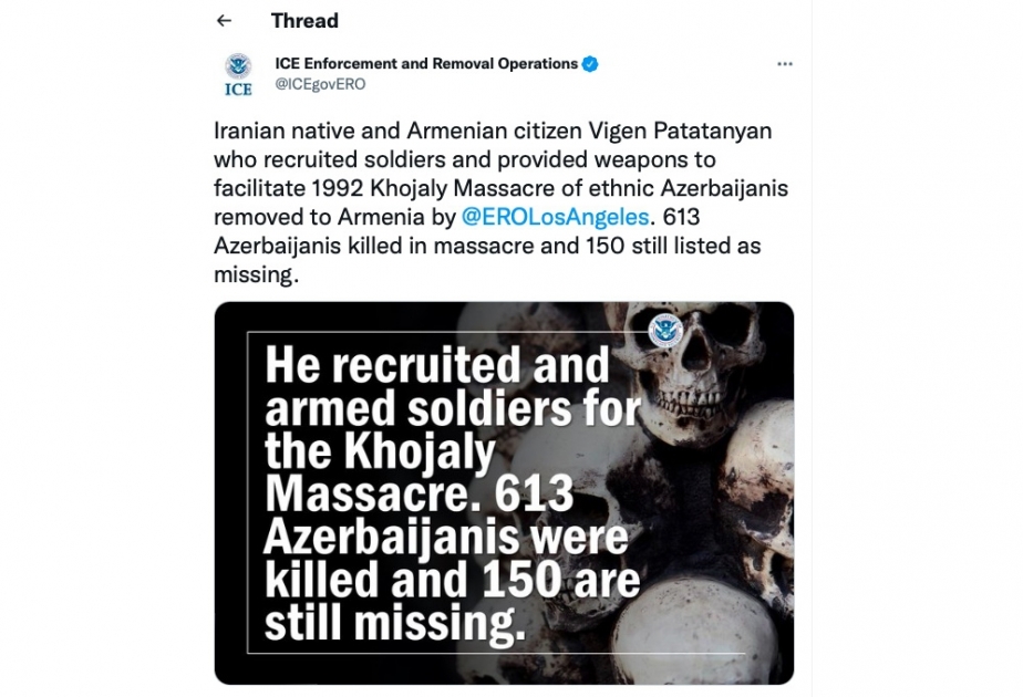 ABŞ-ın Miqrasiya və Gömrük Polisi Xocalı soyqırımının törədilməsində günahlandırılan Ermənistan vətəndaşını deportasiya edib