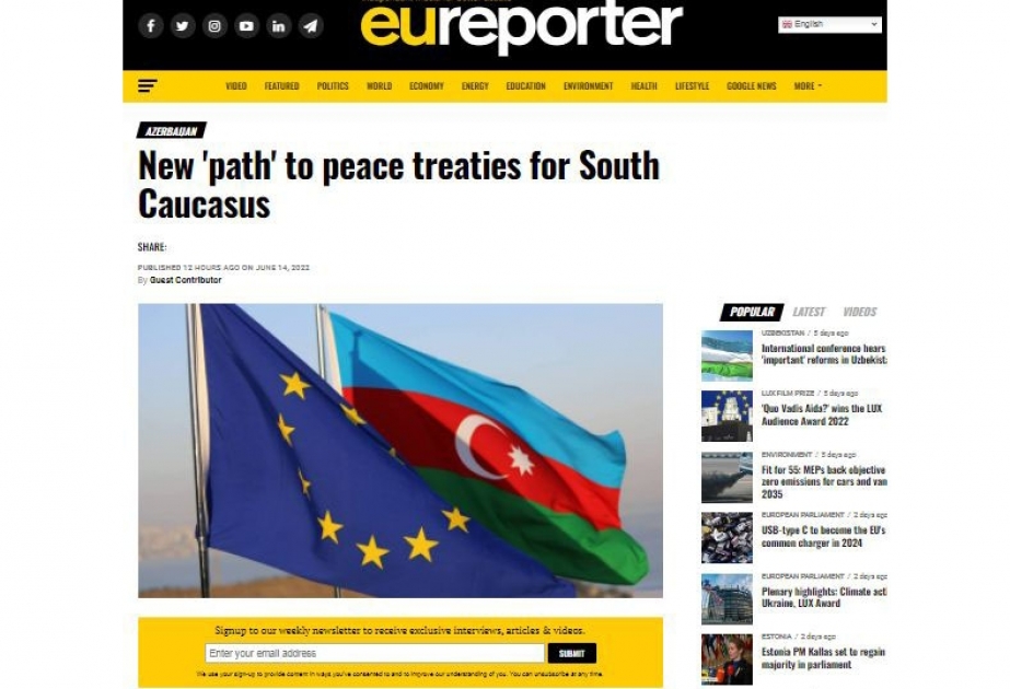 Eureporter.co portalında Milli Məclisin deputatı Məzahir Əfəndiyevin məqaləsi dərc edilib