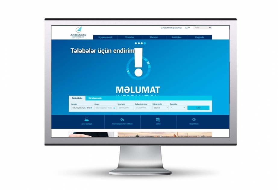 AZAL Bakı-Naxçıvan-Bakı marşrutu üzrə aviabiletləri şirkətin rəsmi saytından almağa dəvət edir