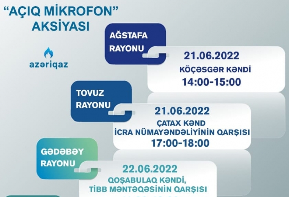 Növbəti həftə daha 4 rayonda “Azəriqaz”ın “Açıq mikrofon”u qurulacaq