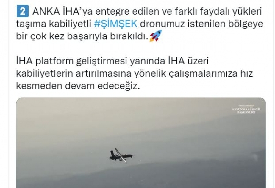 Türkiyədə “Şimşək” dronu sınaqdan uğurla çıxıb VİDEO