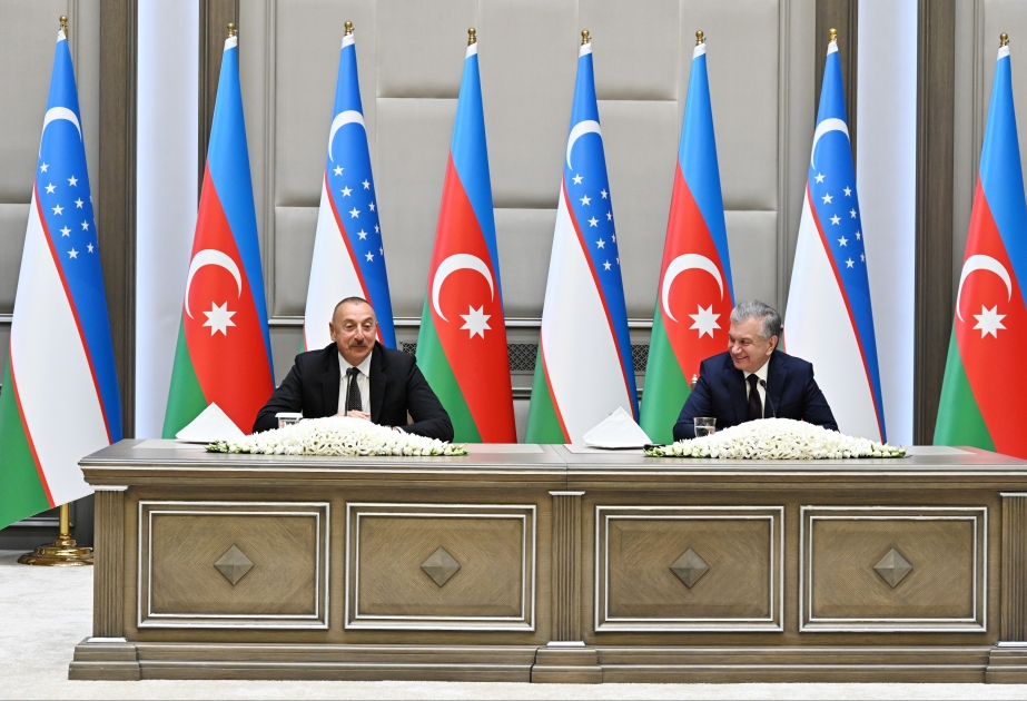 Presidents of Azerbaijan and Uzbekistan made press statements VIDEO
