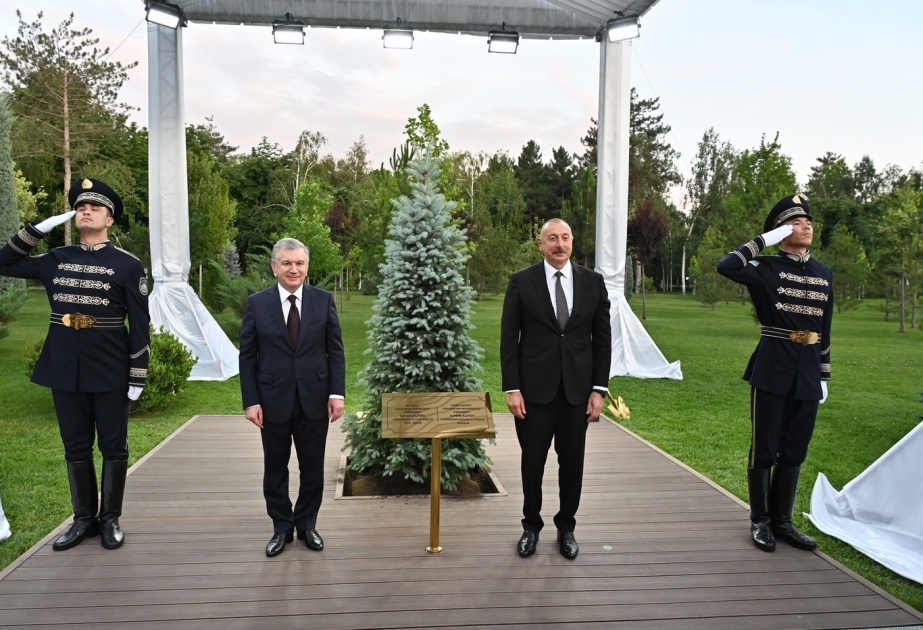 Azerbaijani, Uzbek presidents planted tree on Alley of Honored Guests VIDEO