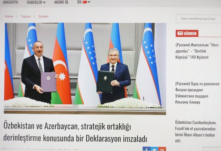 Orta Asiya xəbər portalı Prezident İlham Əliyevin Özbəkistana səfərini geniş işıqlandırıb