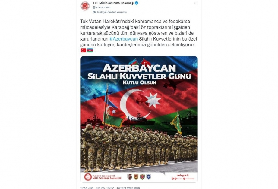 El Ministerio de Defensa Nacional de Turquía ha compartido una publicación con motivo del Día de las Fuerzas Armadas