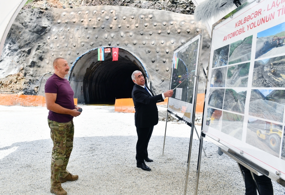 President Ilham Aliyev viewed construction progress of Kalbajar-Lachin highway VIDEO