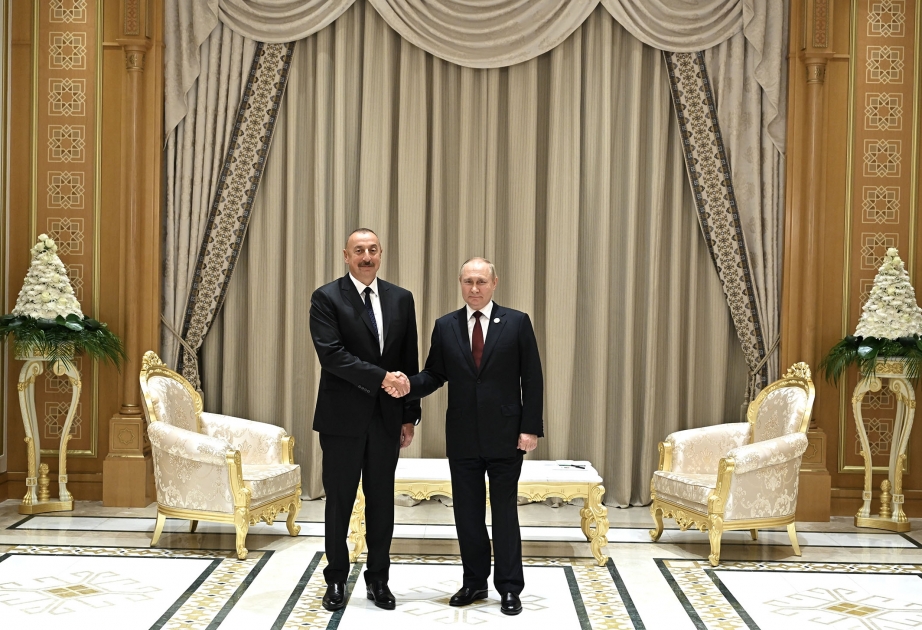 Azərbaycan Prezidenti İlham Əliyevin Aşqabadda Rusiya Prezidenti Vladimir Putin ilə görüşü olub  YENİLƏNİB VİDEO