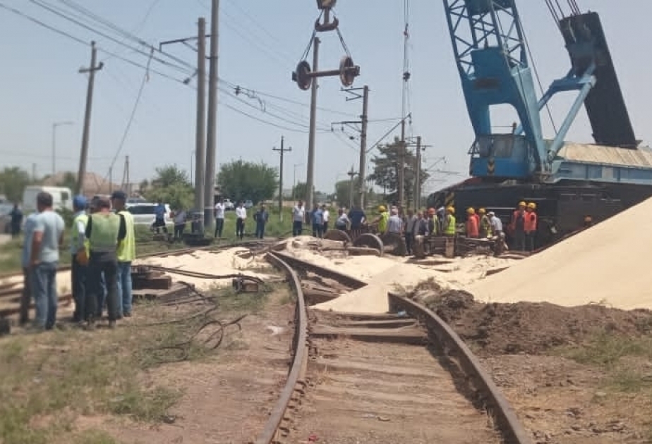 Tres vagones de carga volcados cerca de la estación de Saatli de Azerbaiyán pertenecen a Georgia